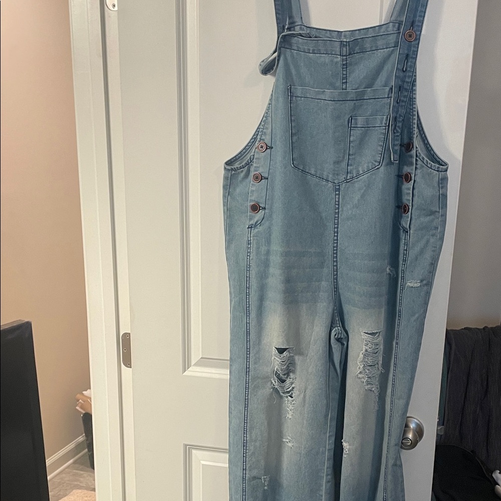 MadePants Distressed Denim Overalls